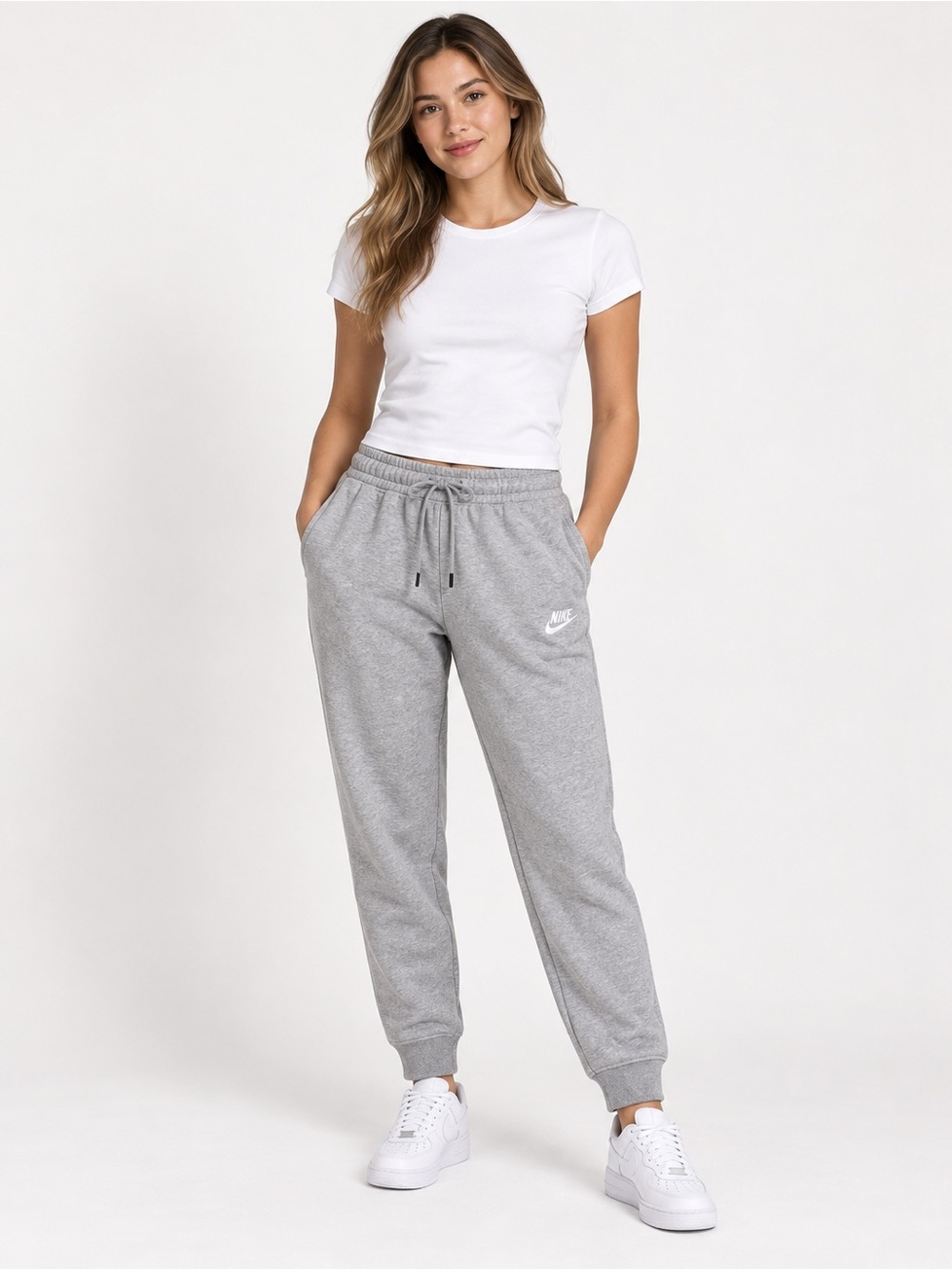 Nike Women's Light Gray Drawstring Joggers